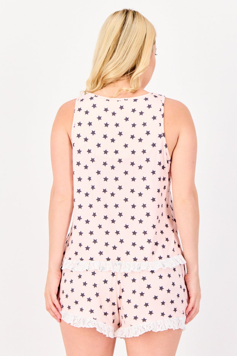 PJ Couture Women 2 Pieces Allover Print Sleeveless Top And Shorts Sleepwear Set, Multicolor - Image 2