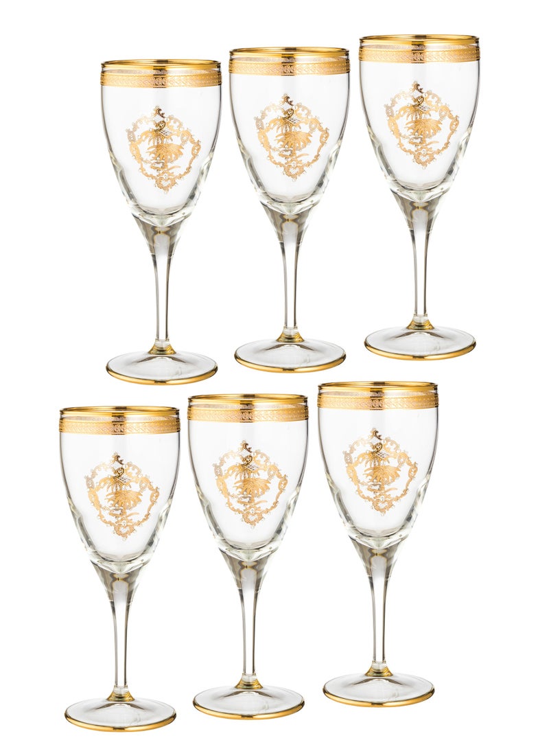 Dania Luxury Turkish crystal juice glass set, gold engraved with two swords and palm trees, Jasmine collection - Image 2