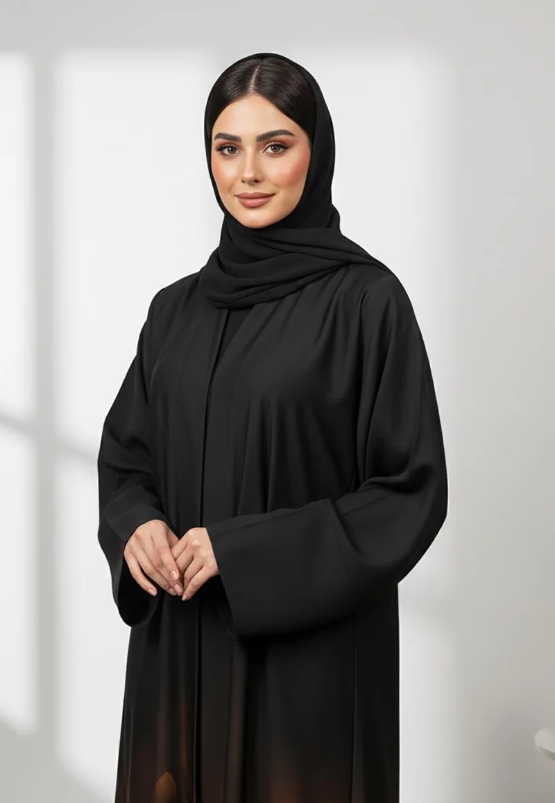 النخبة Elegant Black and Gold Floral Print Abaya-852