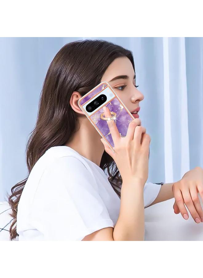 Green Tiger Case For Google Pixel 8 Pro Electroplating Marble IMD TPU Phone Case with Ring Holder - Image 5