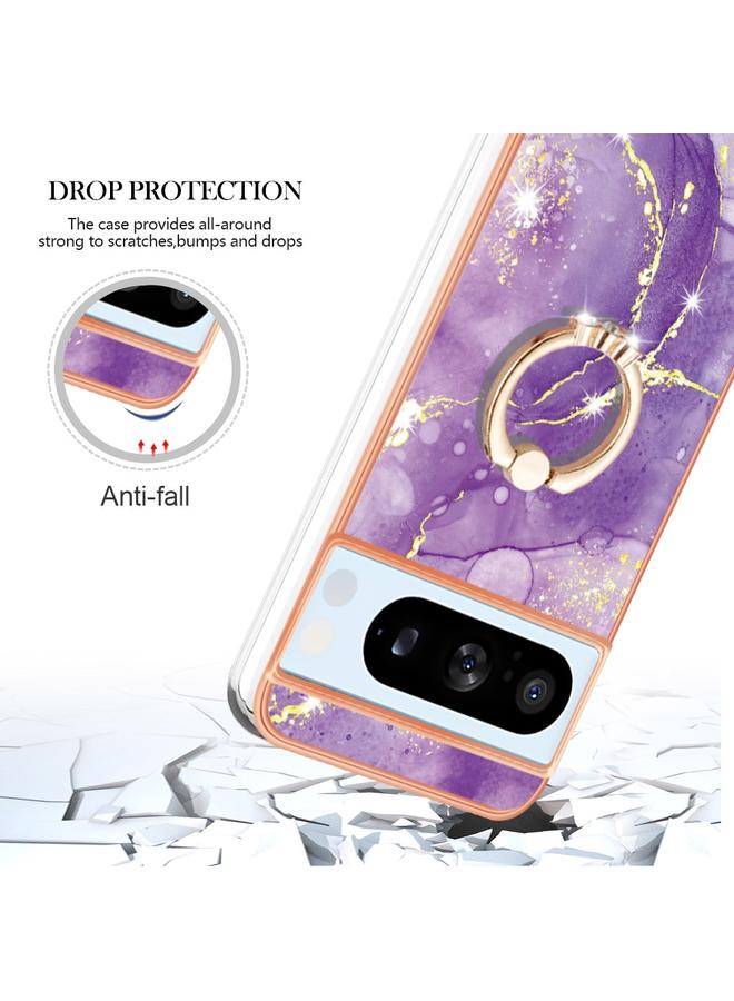 Green Tiger Case For Google Pixel 8 Pro Electroplating Marble IMD TPU Phone Case with Ring Holder - Image 4