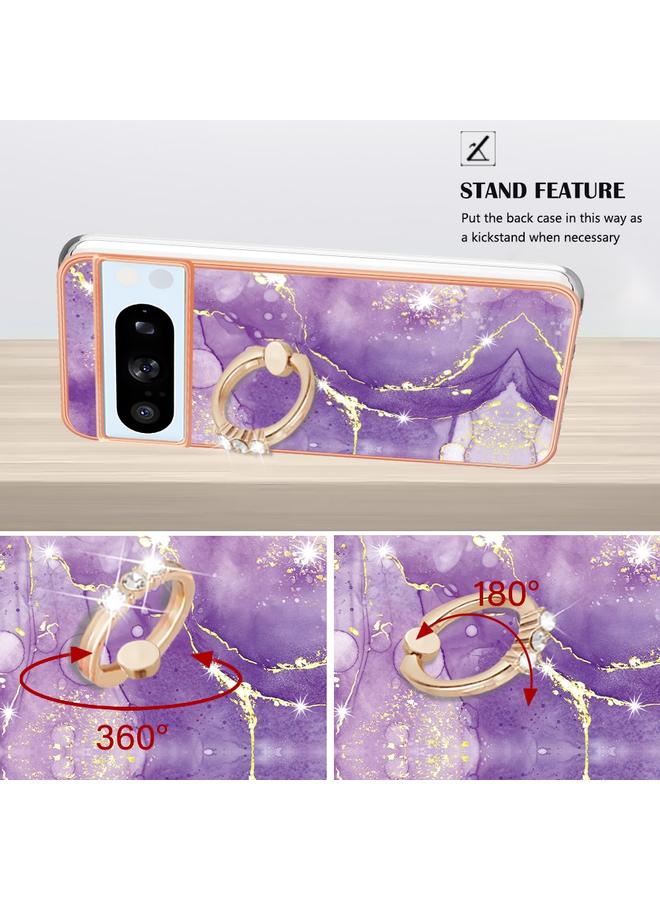 Green Tiger Case For Google Pixel 8 Pro Electroplating Marble IMD TPU Phone Case with Ring Holder - Image 3