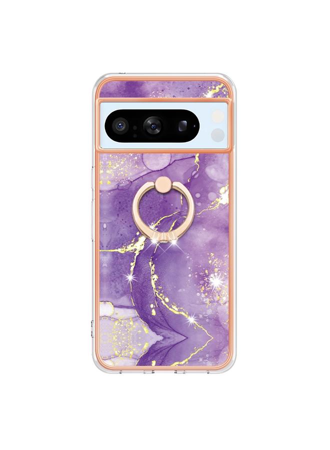 Green Tiger Case For Google Pixel 8 Pro Electroplating Marble IMD TPU Phone Case with Ring Holder - Image 2