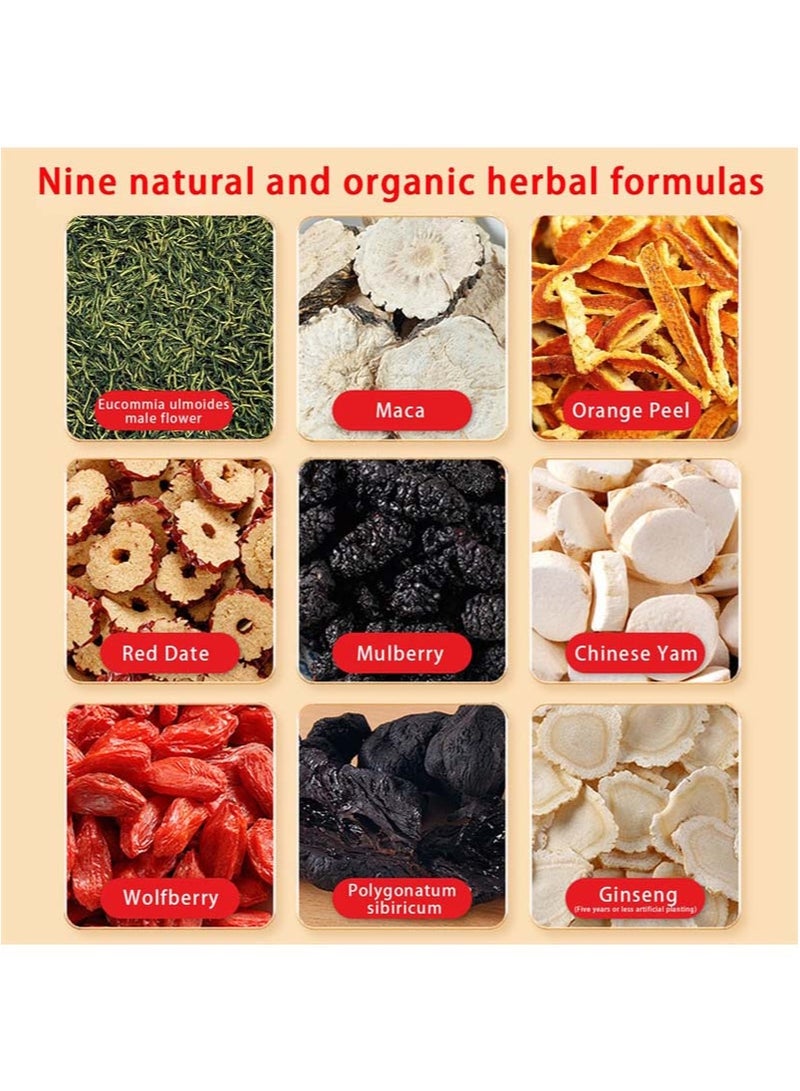 وينز تاون شاي الجينسنغ والتوت البري، أكياس شاي الجينسنغ التسعة - شاي التوت البري الأحمر، منظف الكلى العضوي بالأعشاب الصينية - Image 2