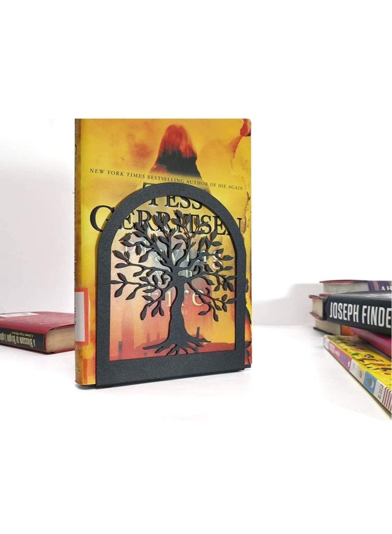 Captaintech Bookends, Tree of Life Decorative Book Ends, Heavy Duty Metal Bookends, Black Book Support for Shelves, Anti Scratch & Non-Skid School Library Book Organizer for Home Office Desk (1 Pair) - Image 5