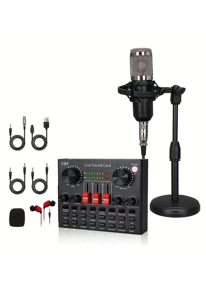Black Audio Interface Condenser Microphone Set With USB Charging For Streaming - Image 3