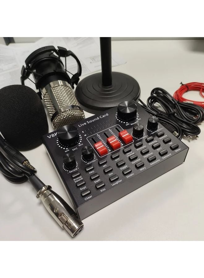 Black Audio Interface Condenser Microphone Set With USB Charging For Streaming - Image 2