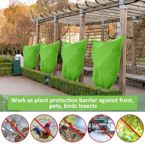 Wesnoy 12 Packs Winter Plant Covers Freeze Protection Drawstring Tree Cover 23.62 x 31.5 in Large Reusable Frost Protection for Plants Fruit Tree Shrub, Outdoor Prevention Bag (Light Green) - Image 4