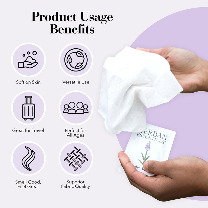 Herban Essentials - Assorted Wipes & Towelettes - Essential Oil Wipes for Hands, Face and Body - Travel Size Essentials and Toiletries - Natural, Individually Wrapped, Disposable and Moist (20 count) - Image 5