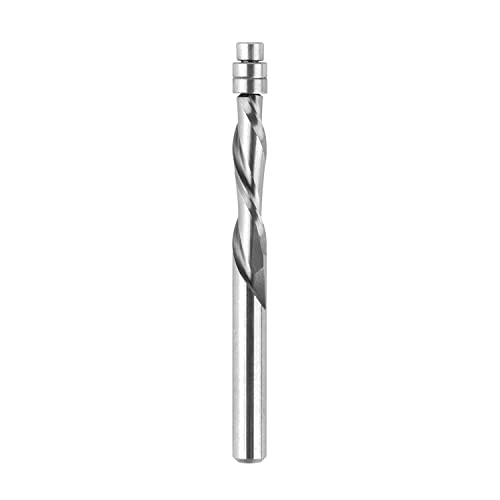 SpeTool Down Cut Spiral Flush Trim Router Bit,1/4" Shank 1-1/8" Cutting Length Extra Long 3" OVL,Carbide Spiral Pattern Router Bit for Woodwoking - Image 1