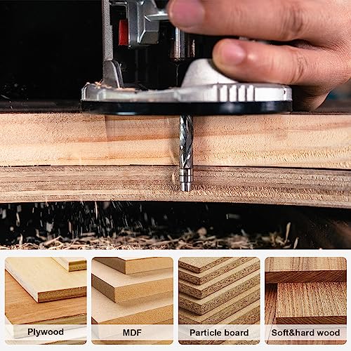 SpeTool Down Cut Spiral Flush Trim Router Bit,1/4" Shank 1-1/8" Cutting Length Extra Long 3" OVL,Carbide Spiral Pattern Router Bit for Woodwoking - Image 4