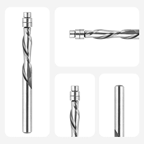 SpeTool Down Cut Spiral Flush Trim Router Bit,1/4" Shank 1-1/8" Cutting Length Extra Long 3" OVL,Carbide Spiral Pattern Router Bit for Woodwoking - Image 3