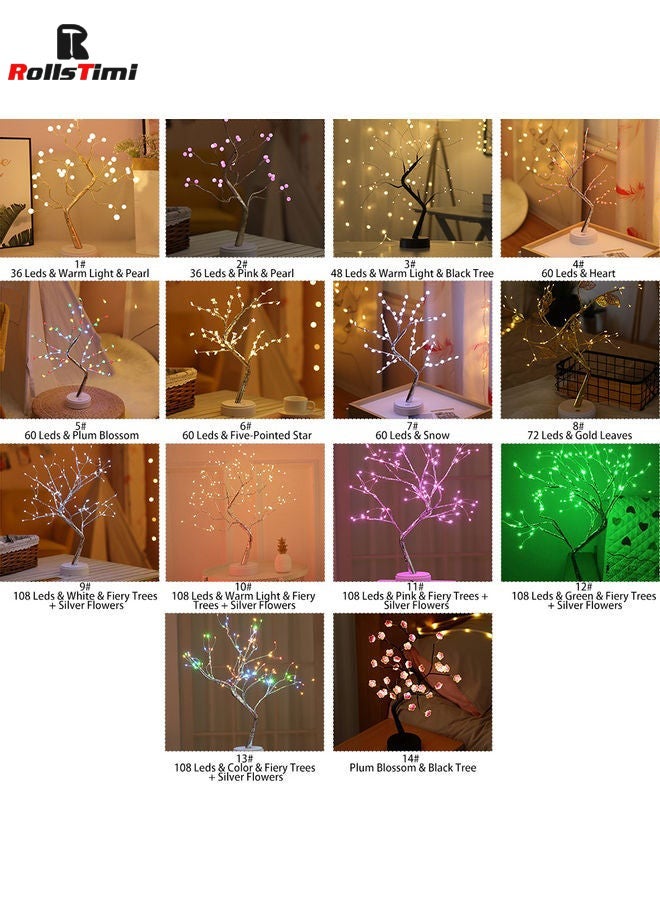 RollsTimi  LED Tree Lights Pearl Night Light Copper Wire Garland Lamp For Home Kids Bedroom Decor 33x4x17cm - Image 4