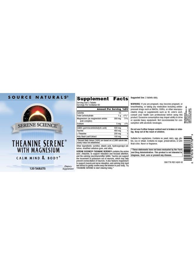 Source Naturals Serene Science L-Theanine with Magnesium and GABA - 120 Tablets - Image 4