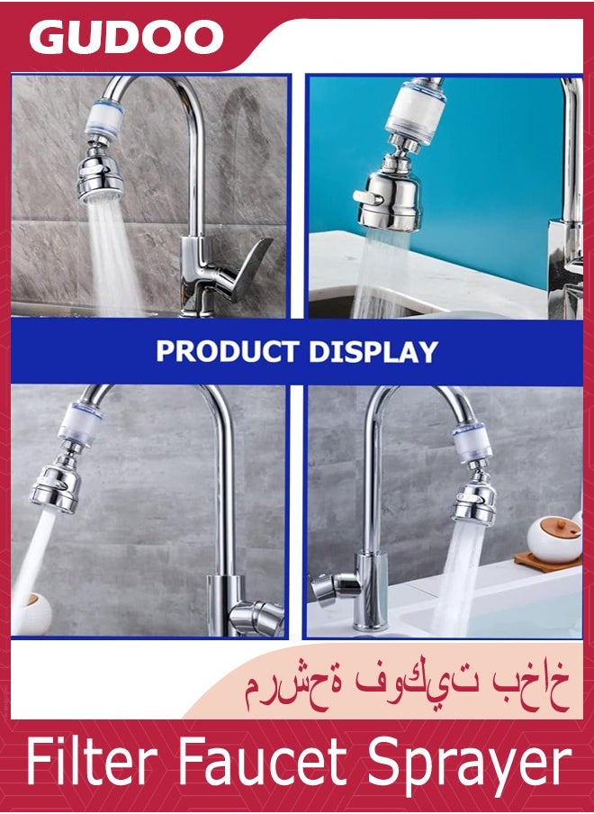 GUDOO - Filter Faucet Sprayer 360°Rotation 3 Modes Adjustable Kitchen Splash-proof Water Faucet Faucet Booster Transparent with 9 Pcs Replaceable Filter Cartridges (1+9Pcs) - Image 1