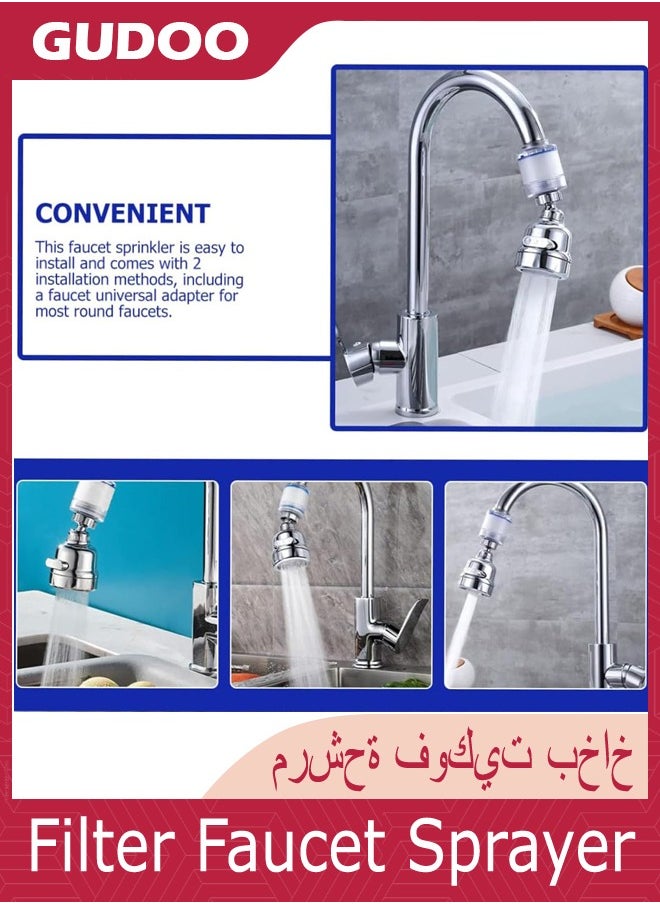 GUDOO - Filter Faucet Sprayer 360°Rotation 3 Modes Adjustable Kitchen Splash-proof Water Faucet Faucet Booster Transparent with 9 Pcs Replaceable Filter Cartridges (1+9Pcs) - Image 1