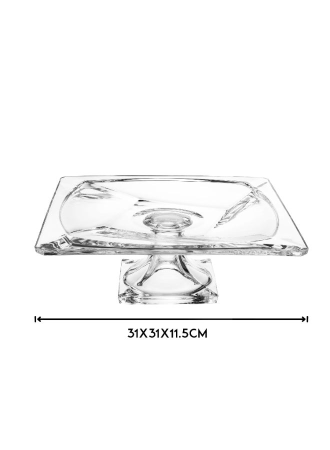 جلاس وير صحن تقديم مع قاعدة من الزجاح الصافي و النقي متعدد الاستخدام للفواكه و الحلويات و الشوكولاته - Image 4