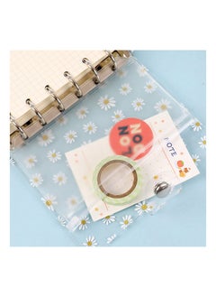 KASTWAVE A6 PVC Budget Binder with 45 pages of blank inner core, KASTWAVE 1 Round Ring Notebook Binder Cover with 1 Pcs Loose Leaf Zipper Binder Pockets for Bank Card, Cash, Money Saving Binder Daisy Pendant  - Image 5