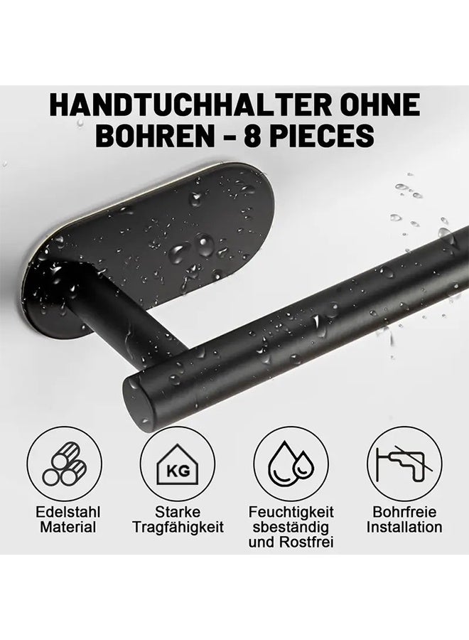 Peachjoy 8-Pieces Matte Black Bathroom Hardware Set , Includes Adhesive Toilet Paper Holder, Towel Ring, Adhesive Hand Towel Bar, Robe Towel Hook, SUS 304 Stainless Steel Towel Bar, Bathroom Accessories Kit - Image 2