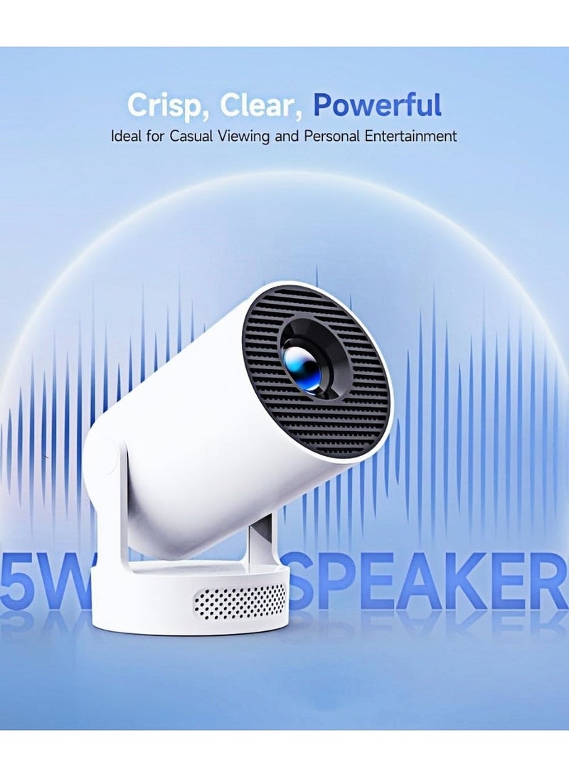 جهاز عرض صغير مزود بتقنية WiFi 6 وBluetooth 5.4، جهاز عرض محمول يدعم دقة 4K، ومكبر صوت بقاعدة صوتية بقوة 5 وات، وميزة تصحيح الانحراف الرأسي التلقائي، وجهاز عرض ذكي قابل للدوران بزاوية 180 درجة لمشاهدة الأفلام في المنزل أو في الهواء الطلق، HY300Pro+ - Image 2