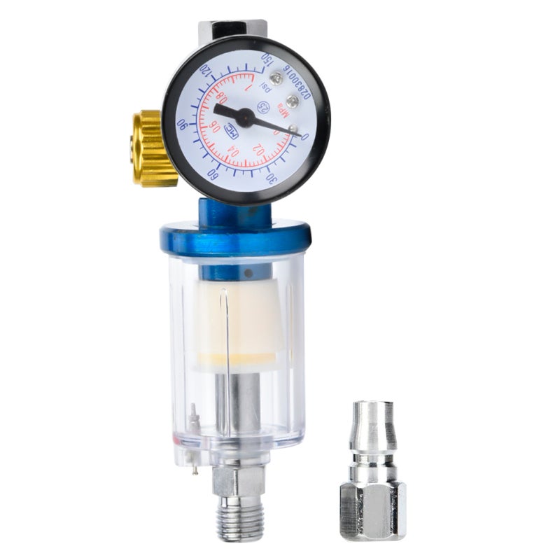 Air Pressure Regulator: 0-140 PSI Compact 1/4 Thread - Contaminant & Water Filter for Automotive Refinish, Industrial Work, Woodworking - Image 2