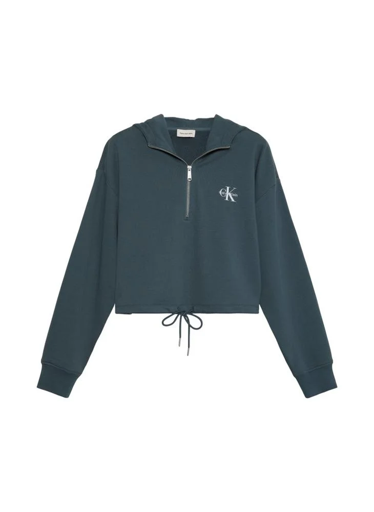 Calvin Klein Jeans  Monologo Terry Cropped Hoodie for Women | Best Price UAE