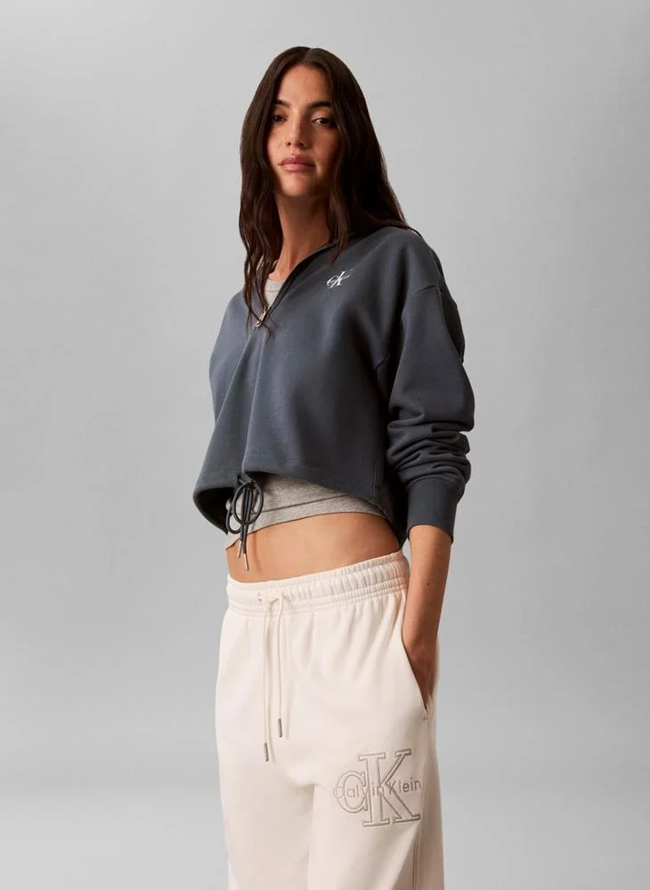 Calvin Klein Jeans  Monologo Terry Cropped Hoodie for Women | Best Price UAE
