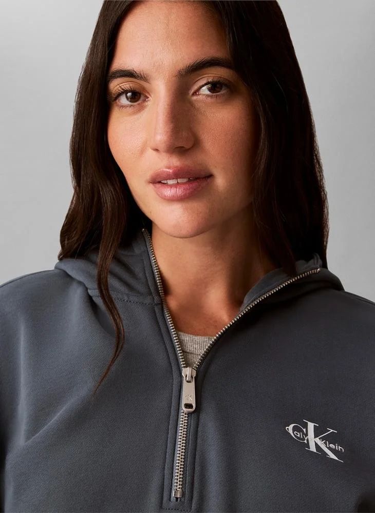 Calvin Klein Jeans  Monologo Terry Cropped Hoodie for Women | Best Price UAE