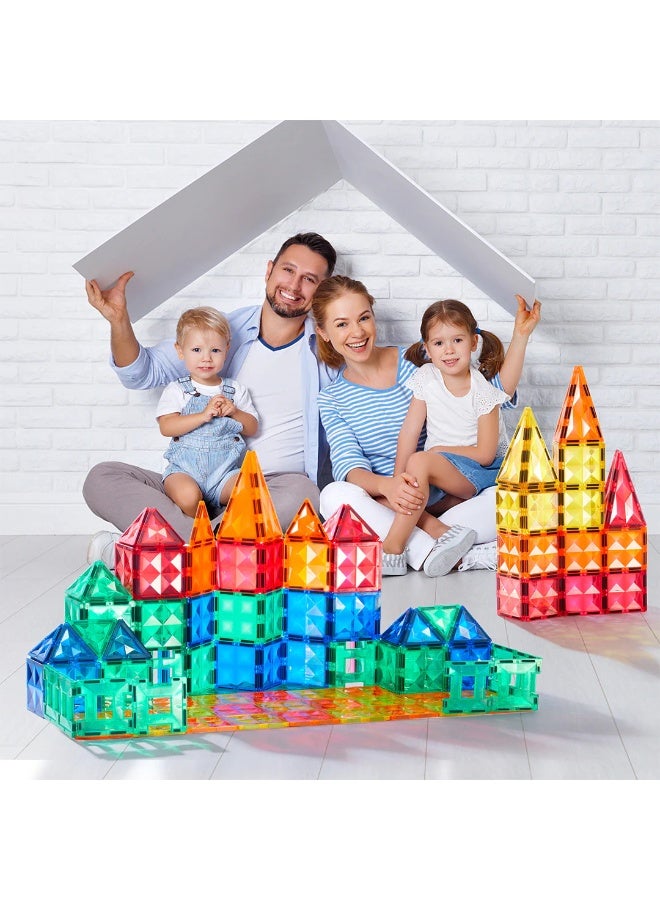 Mideer Colorful Distinctive Magnetic Tiles 100 Pieces, Transparent Magnetic Building Blocks with Triangles, Squares & Car Pieces, 2D & 3D Construction Toy for Ages 3+ - Image 5