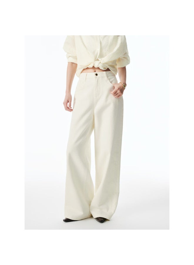 Waxbird Taipingniao Women's Jeans, Autumn Straight-leg Pants, Fashionable Casual Versatile Commuter Style, Denim Off-white, Size L - Image 3