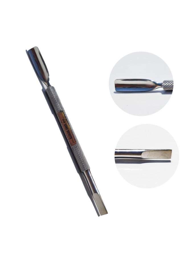 SB Sand Beaute Dual Action Nail Care Tool – Stainless Steel Cuticle Pusher & Spoon Cleaner - Image 2
