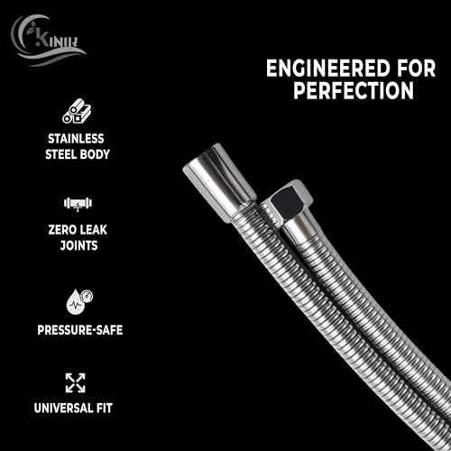 KINIK Diamond 304 Stainless Steel Chrome Finished Extendable 2 Meter Flexible Shower Hose Handshower Hose Shower Tube and Health Faucet Tube for Bathroom - Image 4