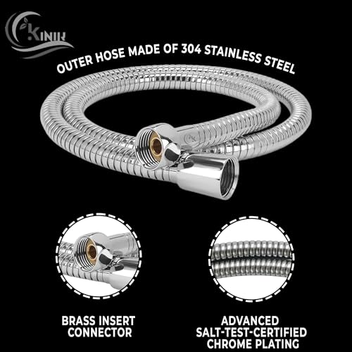 KINIK Diamond 304 Stainless Steel Chrome Finished Extendable 2 Meter Flexible Shower Hose Handshower Hose Shower Tube and Health Faucet Tube for Bathroom - Image 2