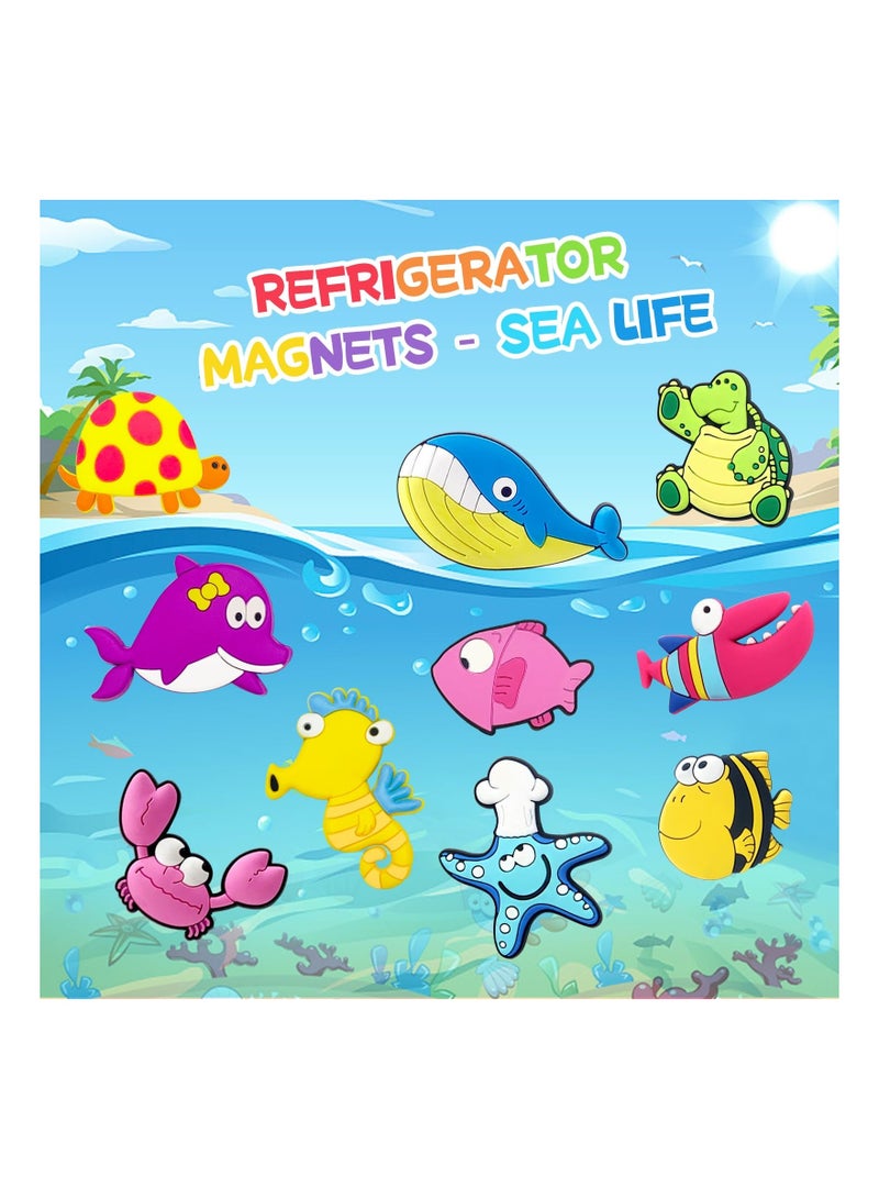 Fridge Magnets for Toddlers, 10 Pcs Sea Animal Magnets for Refrigerator, Soft Rubber Refrigerator Magnets for Toddlers 1-3, Great Educational Toys for Preschool Learning