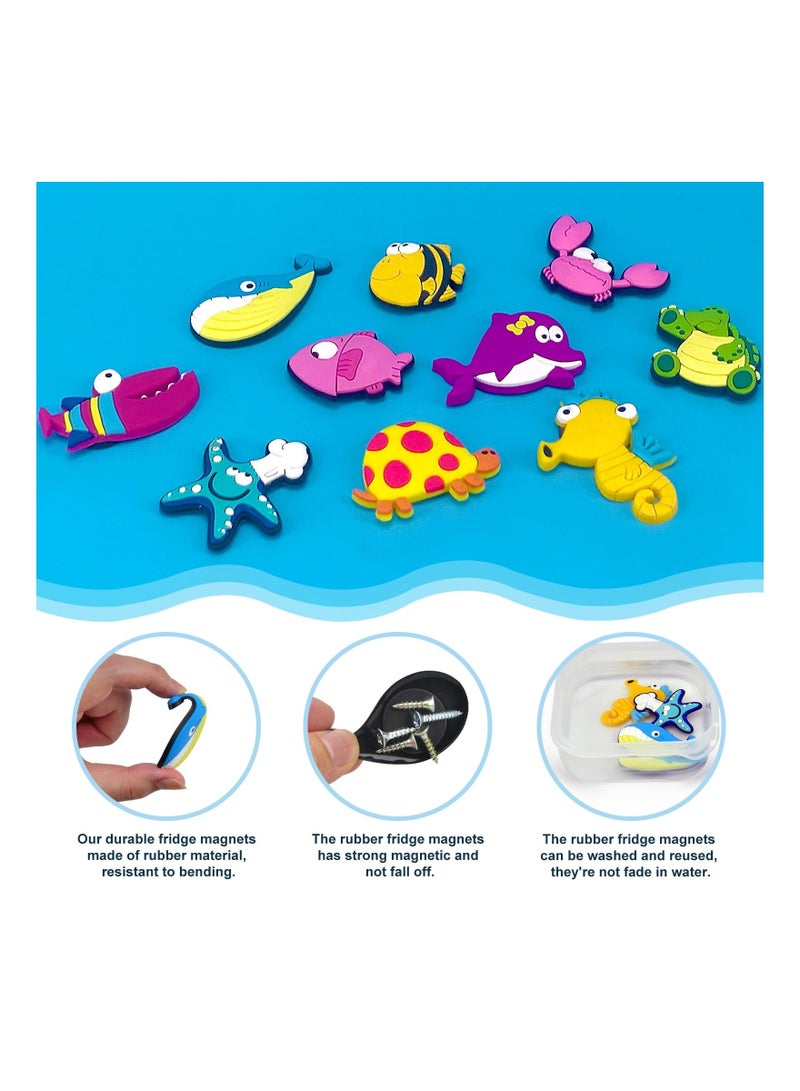 Fridge Magnets for Toddlers, 10 Pcs Sea Animal Magnets for Refrigerator, Soft Rubber Refrigerator Magnets for Toddlers 1-3, Great Educational Toys for Preschool Learning