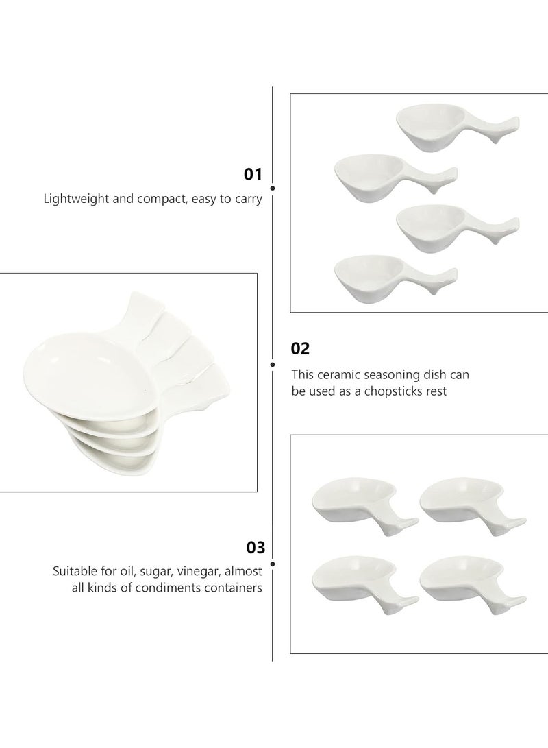 GGOOT 4pcs Ceramic Chopsticks Rest Sauce Dish Soy Sauce Dish Porcelain Chopsticks Spoon Fork Rest Holder Appetizer Plate Snack Tray - Image 4