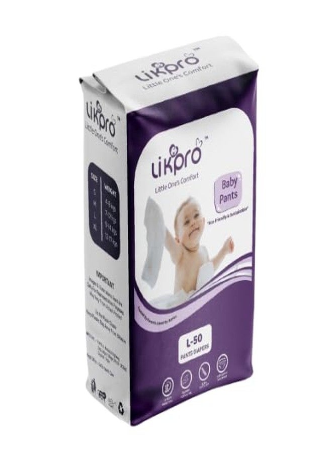 Likpro Premium Baby Diapers | Ultra Soft, Dry & Leak-Proof | Anti-Rash Cottony Layer, 12-Hour Absorption, Flexible Fit | Size S, M, L, XL (L, 50, count) - Image 1