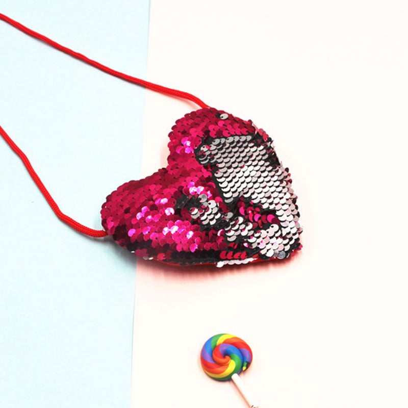 14 Pcs Kids Small Heart Bag Crossbody Pouch Sequins Shoulder Bag Purse Messenger Bag for Girls (Mixed Color) - Image 3