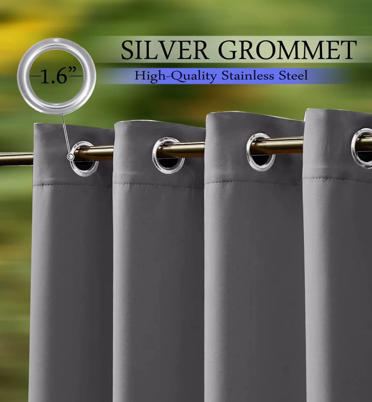 MetDeals Waterproof Sun Blockage Blackout Curtains with Stainless Steel Grommet for OutdoorIndoor Use Grey 45X9 Feet 1 Piece  - Image 2