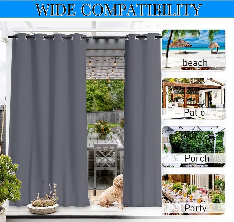 MetDeals Waterproof Sun Blockage Blackout Curtains with Stainless Steel Grommet for OutdoorIndoor Use Grey 45X9 Feet 1 Piece  - Image 4