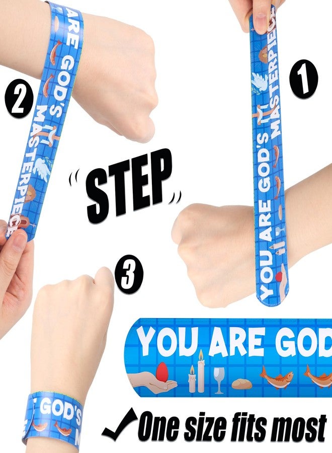 MCPINKY 64PCS Christian Slap Bracelets, Bible Verses Religious Slap Bracelets Snap Wristbands for Kids Sunday School Gifts Classroom Prizes - Image 3