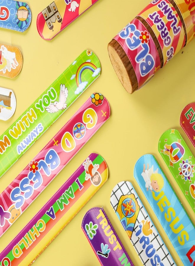 MCPINKY 64PCS Christian Slap Bracelets, Bible Verses Religious Slap Bracelets Snap Wristbands for Kids Sunday School Gifts Classroom Prizes - Image 4