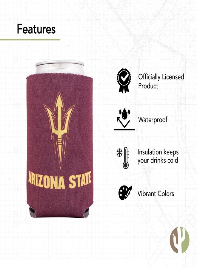 ديزرت كاكتوس حافظة علب مشروبات من ديزرت كاكتوس، جامعة ولاية أريزونا، مبرد مشروبات ASU Sun Devils، عبوة واحدة من الفوم، حامل علب سعة 12 أونصة، جانب واحد (التصميم أ) - Image 5