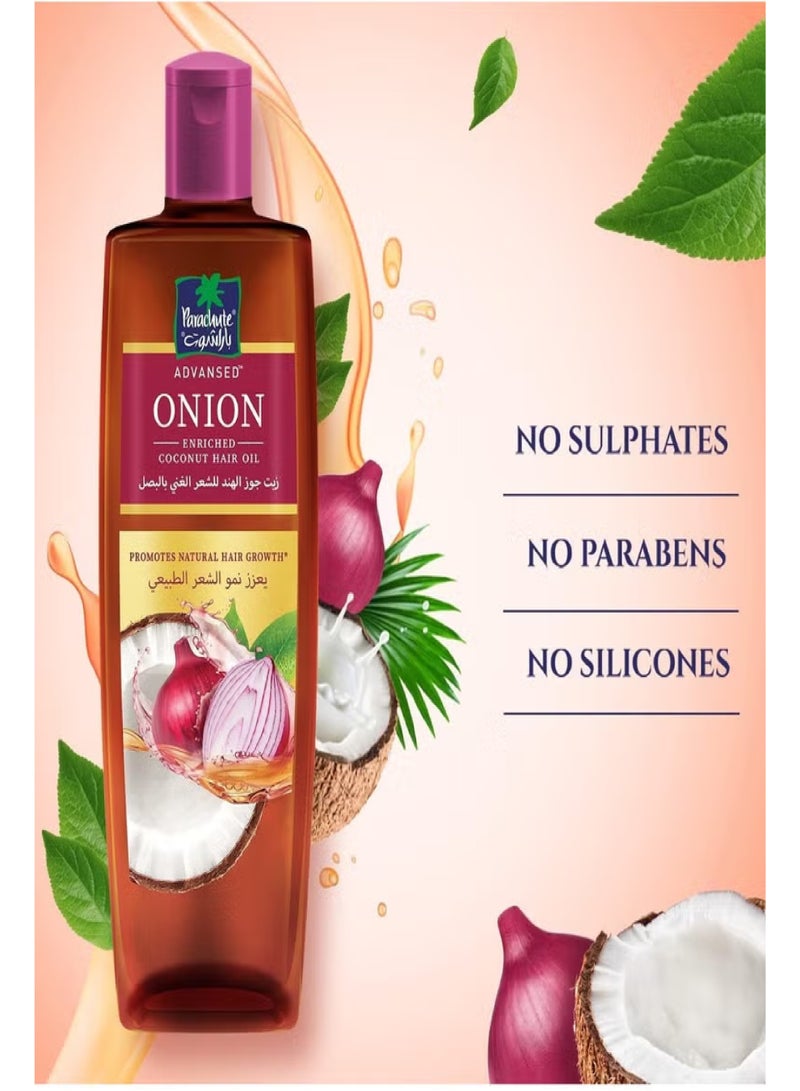 باراشوت زيت جوز الهند لنمو الشعر الغني بالبصل يتحكم في تساقط الشعر 300 مل - Image 3