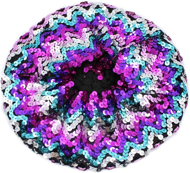 Aibearty Women Girls Sparkly Sequin Beret Hat Fashion Fun Stretch Beanie Cap Headwear for Festival Party Club Halloween - Image 3