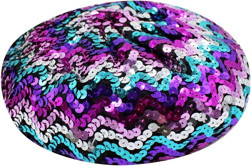 Aibearty Women Girls Sparkly Sequin Beret Hat Fashion Fun Stretch Beanie Cap Headwear for Festival Party Club Halloween - Image 5