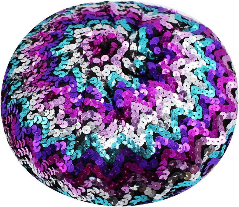 Aibearty Women Girls Sparkly Sequin Beret Hat Fashion Fun Stretch Beanie Cap Headwear for Festival Party Club Halloween - Image 4