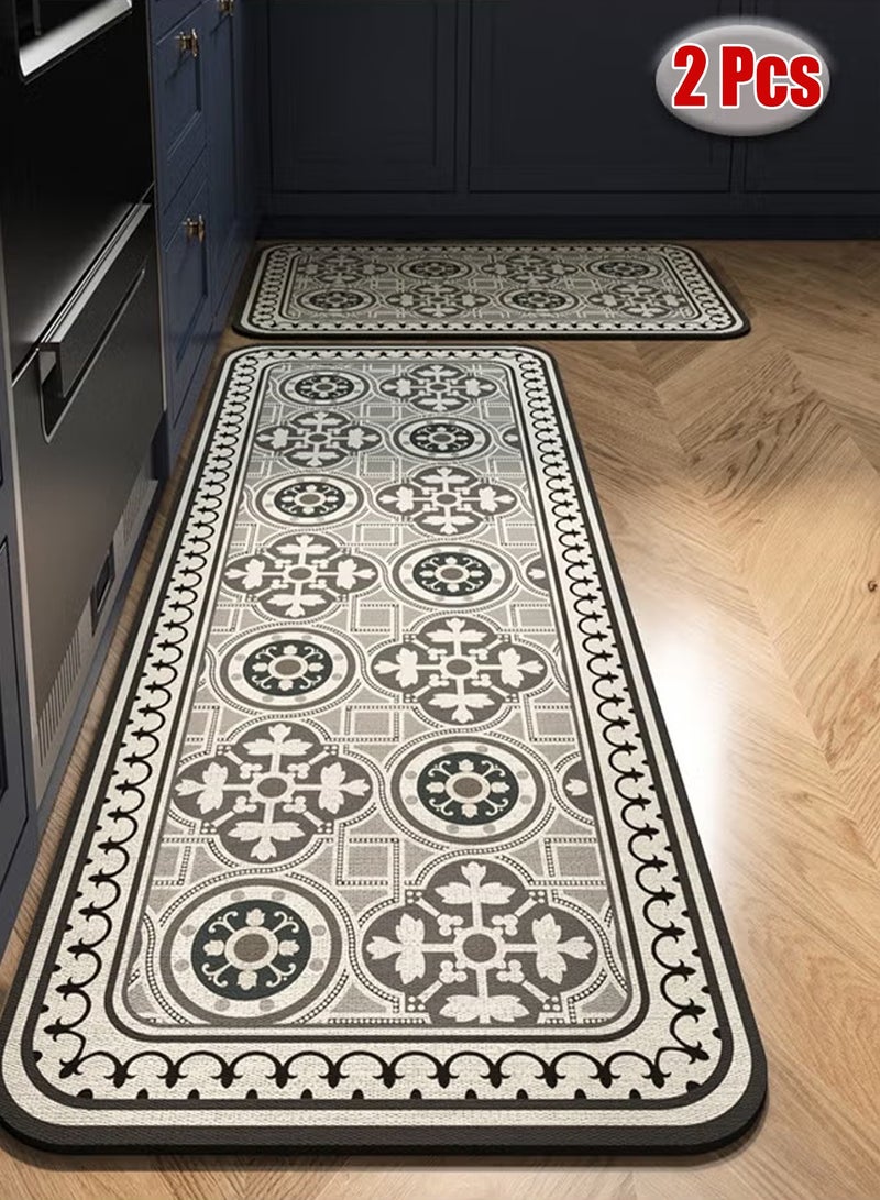 حصيرة أرضية المطبخ ، 2 مساءً سجادة المطبخ غير المنقولة ، حصيرة المطبخ ، سجادة المطبخ ، امتصاص الماء وغير انزلاق ، تجفيف سريع ومضاد للهدوء ، حصيرة أرضية مطبخ ، سجادة أرضية سهلة ، غرفة غسيل ، مغسلة ، مغسلة - Image 1