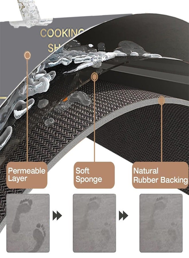 حصيرة أرضية المطبخ ، 2 مساءً سجادة المطبخ غير المنقولة ، حصيرة المطبخ ، سجادة المطبخ ، امتصاص الماء وغير انزلاق ، تجفيف سريع ومضاد للهدوء ، حصيرة أرضية مطبخ ، سجادة أرضية سهلة ، غرفة غسيل ، مغسلة ، مغسلة - Image 5