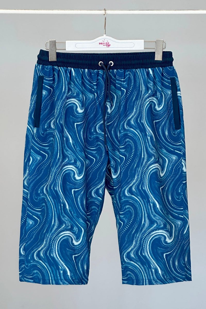 Remsa Mayo Remsa Swimsuit Remsa Men's Pool Sea Long Capri Shorts Swimsuit RK006 Navy Blue Wind  - Image 2